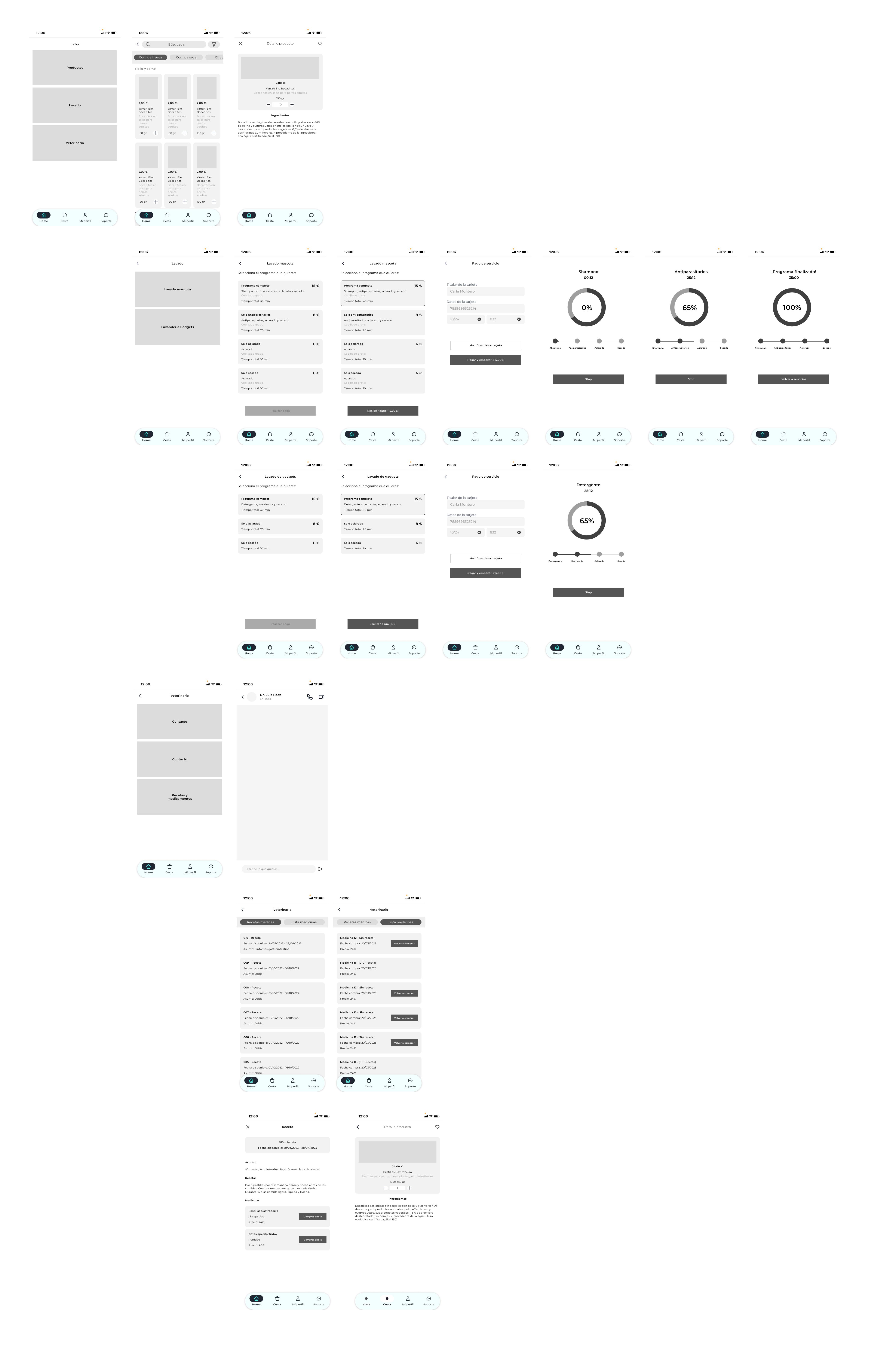 Wireframes de baja fidelidad de Maxlu
